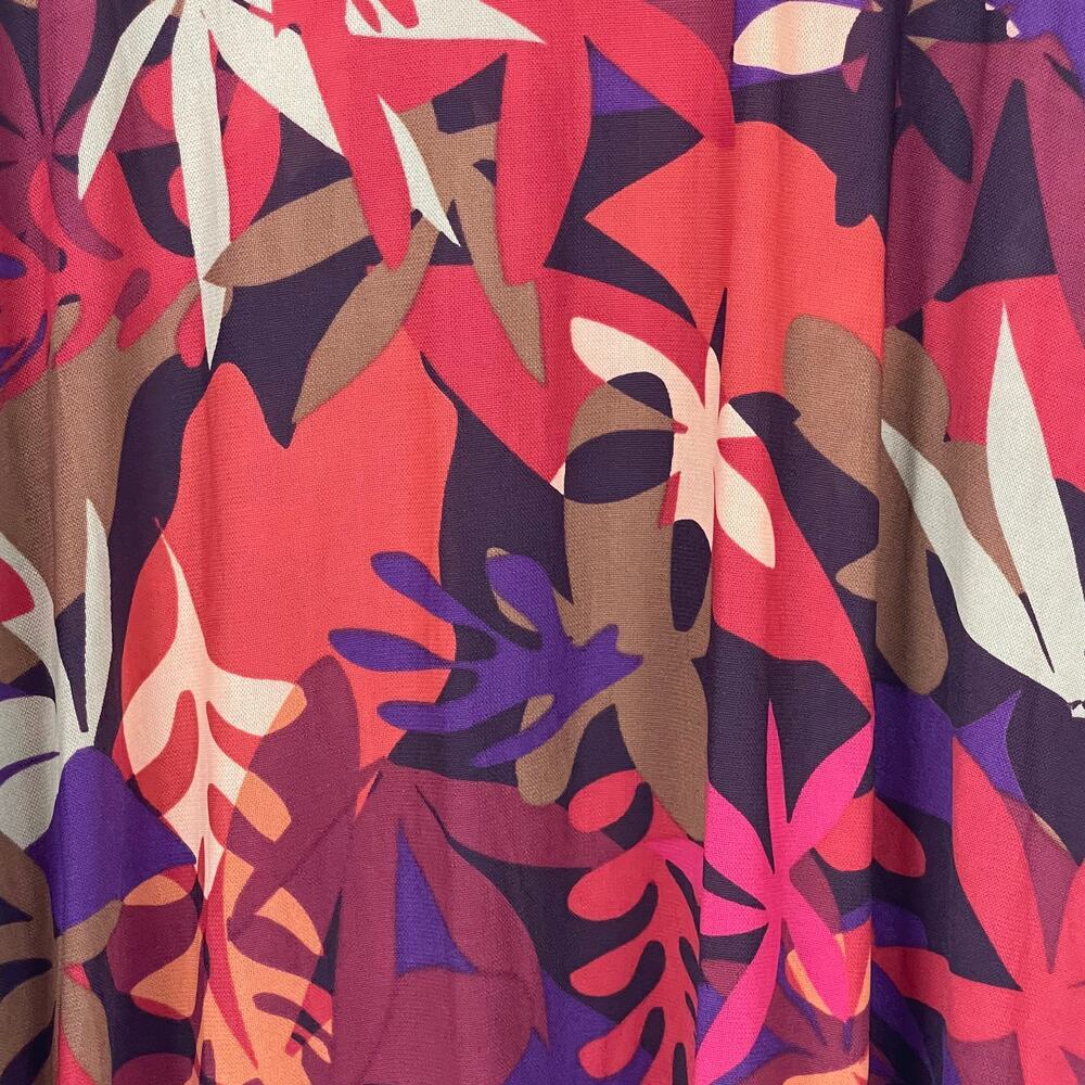 Logo Layers Lauren XL Maroon‎ Burnt Orange Floral Sheer Mock Neck Shirt - Picture 4 of 8